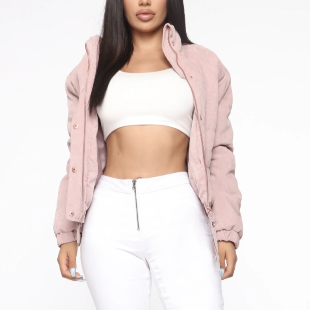 Ashley by 26 International Ribbed Pink Puffer Jacket - Picture 2 of 10